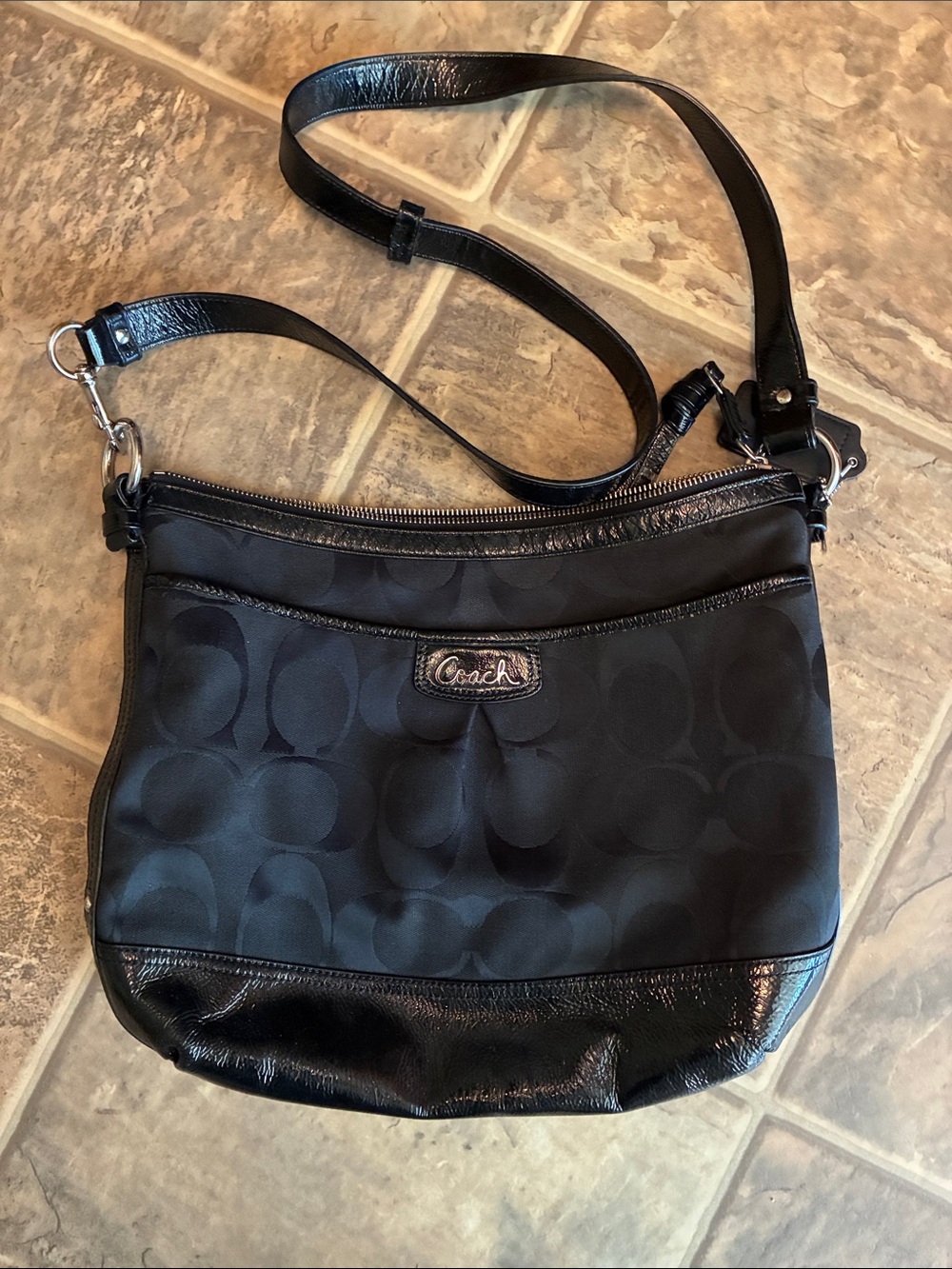 Coach Black Signature Jacquard Crossbody Bag